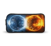 HETVBNS Fire And Water Planets Pencil Case Large Capacity, Durable Pencil Pouch Portable Small Cosmetic Bag with Metal Zipper, Simple Makeup Pouch Aesthetic Toiletry Bag for Travel Office