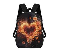 HETVBNS Fire Flowers And Heart Backpack for Women Men, Durable 600D Polyester Bookbag with Large Capacity, Lightweight 17 Inch Laptop Backpack Minimalism Casual Daypack for Work, Travel