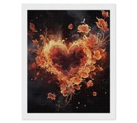 HETVBNS Fire Flowers and Heart Diamond Painting Kits for Adults, Full Round Drill DIY Diamond Art for Beginners, 5D Gem Art and Crafts for Home Wall Decor 16"x20"