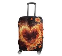 HETVBNS Fire Flowers And Heart Luggage Cover, Elastic Luggage Protector Fits 19-32in Suitcases, Washable & Anti-Scratch Suitcase Cover for Men Women, style, L, Classic