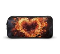 HETVBNS Fire Flowers And Heart Pencil Case Large Capacity, Durable Pencil Pouch Portable Small Cosmetic Bag with Metal Zipper, Simple Makeup Pouch Aesthetic Toiletry Bag for Travel Office