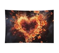 HETVBNS Fire Flowers And Heart Tapestry Wall Hanging - 60"x90" Aesthetic Tapestries Soft Polyester Wall Art Decor Large Tapestry for Bedroom Living Room Dorm Backdrop, Hanging Kit Included