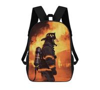 HETVBNS Firefighter Fireman Flame Backpack for Women Men, Durable 600D Polyester Bookbag with Large Capacity, Lightweight 17 Inch Laptop Backpack Minimalism Casual Daypack for Work, Travel