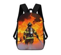HETVBNS Firefighter Fireman Flame Backpack for Women Men, Durable 600D Polyester Bookbag with Large Capacity, Lightweight 17 Inch Laptop Backpack Minimalism Casual Daypack for Work, Travel