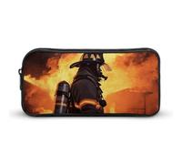 HETVBNS Firefighter Fireman Flame Pencil Case Large Capacity, Durable Pencil Pouch Portable Small Cosmetic Bag with Metal Zipper, Simple Makeup Pouch Aesthetic Toiletry Bag for Travel Office