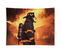 HETVBNS Firefighter Fireman Flame Tapestry Wall Hanging - 30"x40" Aesthetic Tapestries Soft Polyester Wall Art Decor Large Tapestry for Bedroom Living Room Dorm Backdrop, Hanging Kit Included