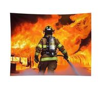 HETVBNS Firefighter Fireman Flame Tapestry Wall Hanging - 30"x40" Aesthetic Tapestries Soft Polyester Wall Art Decor Large Tapestry for Bedroom Living Room Dorm Backdrop, Hanging Kit Included