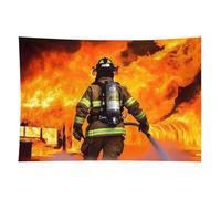 HETVBNS Firefighter Fireman Flame Tapestry Wall Hanging - 40"x60" Aesthetic Tapestries Soft Polyester Wall Art Decor Large Tapestry for Bedroom Living Room Dorm Backdrop, Hanging Kit Included