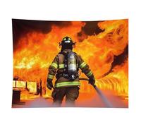HETVBNS Firefighter Fireman Flame Tapestry Wall Hanging - 60"x80" Aesthetic Tapestries Soft Polyester Wall Art Decor Large Tapestry for Bedroom Living Room Dorm Backdrop, Hanging Kit Included