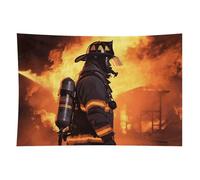 HETVBNS Firefighter Fireman Flame Tapestry Wall Hanging - 60"x90" Aesthetic Tapestries Soft Polyester Wall Art Decor Large Tapestry for Bedroom Living Room Dorm Backdrop, Hanging Kit Included