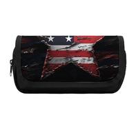 HETVBNS Flag Stars Pencil Case Extra Large, Double Layer Pencil Pouch with Zipper, Portable Cosmetic Bags for Travel, Office Stationery Organizer for Women Men