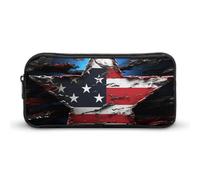 HETVBNS Flag Stars Pencil Case Large Capacity Zipper Pouch, Durable Pencil Box Organizer, Portable Small Cosmetic Bag for Office, Travel