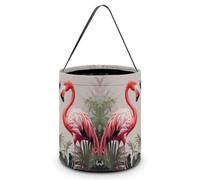 HETVBNS Flamingo Birds on Background Candy Bag Halloween Trick Or Treat Bucket 7.9x8.3in, Reusable Gift Bags for Party Holiday Wedding
