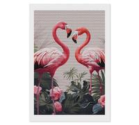 HETVBNS Flamingo Birds on Background Diamond Painting Kits for Adults, Full Round Drill DIY Diamond Art for Beginners, 5D Gem Art and Crafts for Home Wall Decor 8"x12"