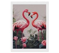 HETVBNS Flamingo Birds on Background Diamond Painting Kits for Adults, Full Round Drill DIY Diamond Art for Beginners, 5D Gem Art and Crafts for Home Wall Decor 12"x16"