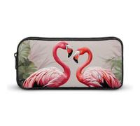 HETVBNS Flamingo Birds on Background Pencil Case Large Capacity, Durable Pencil Pouch Portable Small Cosmetic Bag with Metal Zipper, Simple Makeup Pouch Aesthetic Toiletry Bag for Travel Office