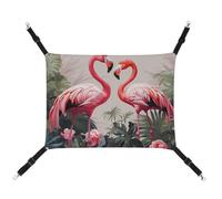 HETVBNS Flamingo Birds on Background Pet Hammock for Cats & Dogs, Soft Breathable Canvas Hanging Hammock with Adjustable Straps, Comfortable & Durable Hanging Bed for Small to Medium Pets