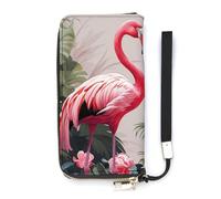 HETVBNS Flamingo Birds on Background Wallet, Elegant Wristlet Wallet with Multi-Card Slots, PU Leather Long Purse for Women, Men