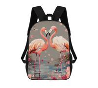 HETVBNS Flamingos And Flowers Backpack for Women Men, Durable 600D Polyester Bookbag with Large Capacity, Lightweight 17 Inch Laptop Backpack Minimalism Casual Daypack for Work, Travel