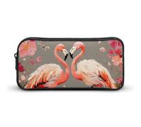 HETVBNS Flamingos And Flowers Pencil Case Large Capacity, Durable Pencil Pouch Portable Small Cosmetic Bag with Metal Zipper, Simple Makeup Pouch Aesthetic Toiletry Bag for Travel Office