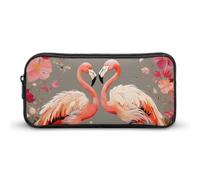 HETVBNS Flamingos And Flowers Pencil Case Large Capacity Zipper Pouch, Durable Pencil Box Organizer, Portable Small Cosmetic Bag for Office, Travel