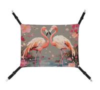 HETVBNS Flamingos and Flowers Pet Hammock for Cats & Dogs, Soft Breathable Canvas Hanging Hammock with Adjustable Straps, Comfortable & Durable Hanging Bed for Small to Medium Pets