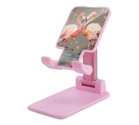 HETVBNS Flamingos and Flowers Phone Stand for Desk - Adjustable & Foldable Tablet Stand Portable Cell Phone Stand Holder Compatible with 4-13" Smartphones, Tablets