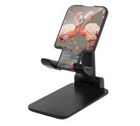 HETVBNS Flamingos and Flowers Phone Stand for Desk - Adjustable & Foldable Tablet Stand Portable Cell Phone Stand Holder Compatible with 4-13" Smartphones, Tablets