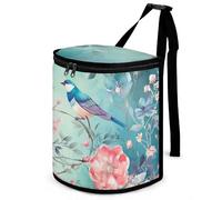 HETVBNS Flower and Bird Style Car Trash Can with Lid, Leakproof Hanging Automotive Trash Bin, Waterproof Garbage Storage Bag for Vehicles, RV, Bathroom, Office
