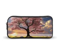 HETVBNS Flower And Tree Pencil Case Large Capacity Zipper Pouch, Durable Pencil Box Organizer, Portable Small Cosmetic Bag for Office, Travel