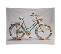 HETVBNS Flower Bicycle Tapestry Wall Hanging - 30"x40" Aesthetic Tapestries Soft Polyester Wall Art Decor Large Tapestry for Bedroom Living Room Dorm Backdrop, Hanging Kit Included