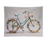HETVBNS Flower Bicycle Tapestry Wall Hanging - 60"x80" Aesthetic Tapestries Soft Polyester Wall Art Decor Large Tapestry for Bedroom Living Room Dorm Backdrop, Hanging Kit Included