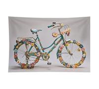 HETVBNS Flower Bicycle Tapestry Wall Hanging - 60"x90" Aesthetic Tapestries Soft Polyester Wall Art Decor Large Tapestry for Bedroom Living Room Dorm Backdrop, Hanging Kit Included