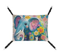 HETVBNS Flower Cartoon Elephant Pet Hammock for Cats & Dogs, Soft Breathable Canvas Hanging Hammock with Adjustable Straps, Comfortable & Durable Hanging Bed for Small to Medium Pets