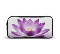 HETVBNS Flower Purple Pencil Case Large Capacity, Durable Pencil Pouch Portable Small Cosmetic Bag with Metal Zipper, Simple Makeup Pouch Aesthetic Toiletry Bag for Travel Office