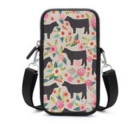 HETVBNS Flower Show Steer Cows Cattle Cell Phone Bag with Detachable Strap, Aesthetic Mini Sling Bag Small Crossbody Bag for Phone