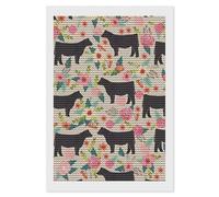 HETVBNS Flower Show Steer Cows Cattle Diamond Painting Kits for Adults, Full Round Drill DIY Diamond Art for Beginners, 5D Gem Art and Crafts for Home Wall Decor 8"x12"