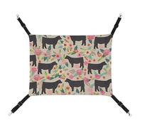 HETVBNS Flower Show Steer Cows Cattle Pet Hammock for Cats & Dogs, Soft Breathable Canvas Hanging Hammock with Adjustable Straps, Comfortable & Durable Hanging Bed for Small to Medium Pets