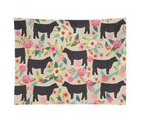 HETVBNS Flower Show Steer Cows Cattle Tapestry Wall Hanging - 30"x40" Aesthetic Tapestries Soft Polyester Wall Art Decor Large Tapestry for Bedroom Living Room Dorm Backdrop, Hanging Kit Included