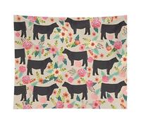HETVBNS Flower Show Steer Cows Cattle Tapestry Wall Hanging - 50"x60" Aesthetic Tapestries Soft Polyester Wall Art Decor Large Tapestry for Bedroom Living Room Dorm Backdrop, Hanging Kit Included