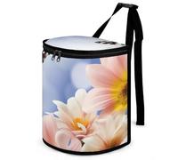 HETVBNS Flowers and Butterfly Car Trash Can with Lid, Leakproof Hanging Automotive Trash Bin, Waterproof Garbage Storage Bag for Vehicles, RV, Bathroom, Office