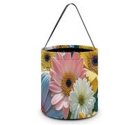 HETVBNS Flowers As Background Candy Bag Halloween Trick Or Treat Bucket 7.9x8.3in, Reusable Gift Bags for Party Holiday Wedding
