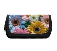 HETVBNS Flowers As Background Pencil Case Extra Large, Double Layer Pencil Pouch with Zipper, Portable Cosmetic Bags for Travel, Office Stationery Organizer for Women Men
