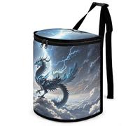 HETVBNS Flying Dragon Car Trash Can with Lid, Leakproof Hanging Automotive Trash Bin, Waterproof Garbage Storage Bag for Vehicles, RV, Bathroom, Office