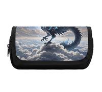 HETVBNS Flying Dragon Pencil Case Extra Large, Double Layer Pencil Pouch with Zipper, Portable Cosmetic Bags for Travel, Office Stationery Organizer for Women Men