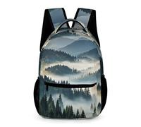 HETVBNS Foggy Mountains Forest Backpack for Men Women, Durable Small Backpack Casual Lightweight Daypack for Travel Bag