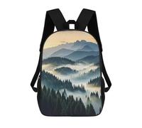 HETVBNS Foggy Mountains Forest Backpack for Women Men, Durable 600D Polyester Bookbag with Large Capacity, Lightweight 17 Inch Laptop Backpack Minimalism Casual Daypack for Work, Travel