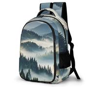 HETVBNS Foggy Mountains Forest Backpack with Multiple Pockets, Large Capacity Laptop Backpack Unisex Durable Daypack for Travel, Work