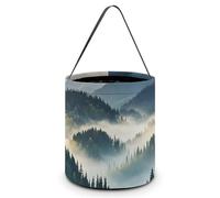 HETVBNS Foggy Mountains Forest Candy Bag Halloween Trick Or Treat Bucket 7.9x8.3in, Reusable Gift Bags for Party Holiday Wedding