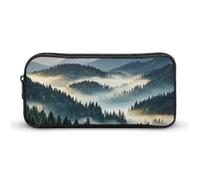 HETVBNS Foggy Mountains Forest Pencil Case Large Capacity, Durable Pencil Pouch Portable Small Cosmetic Bag with Metal Zipper, Simple Makeup Pouch Aesthetic Toiletry Bag for Travel Office